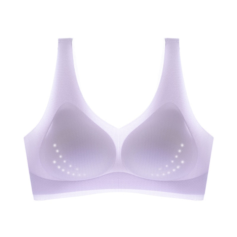 Seamless Sexy Bra Ice Silk Deep V Beauty Back Underwear Gathering Bra Comfortable Ultra-thin Sports No Steel Ring Underwear pu