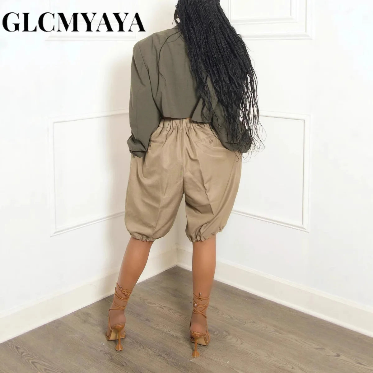 GLCMYAYA Women Street Holiday Vacation Knee Length Bloomers Pants 2025 Summer Fashion Active Casual Trousers