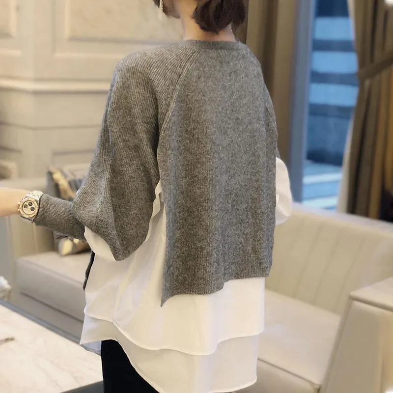 Women's Sweater Brand Design Solid Color Autumn and Winter Lantern Sleeve Sweater 2024 New Loose O Neck Pullover Women's Top