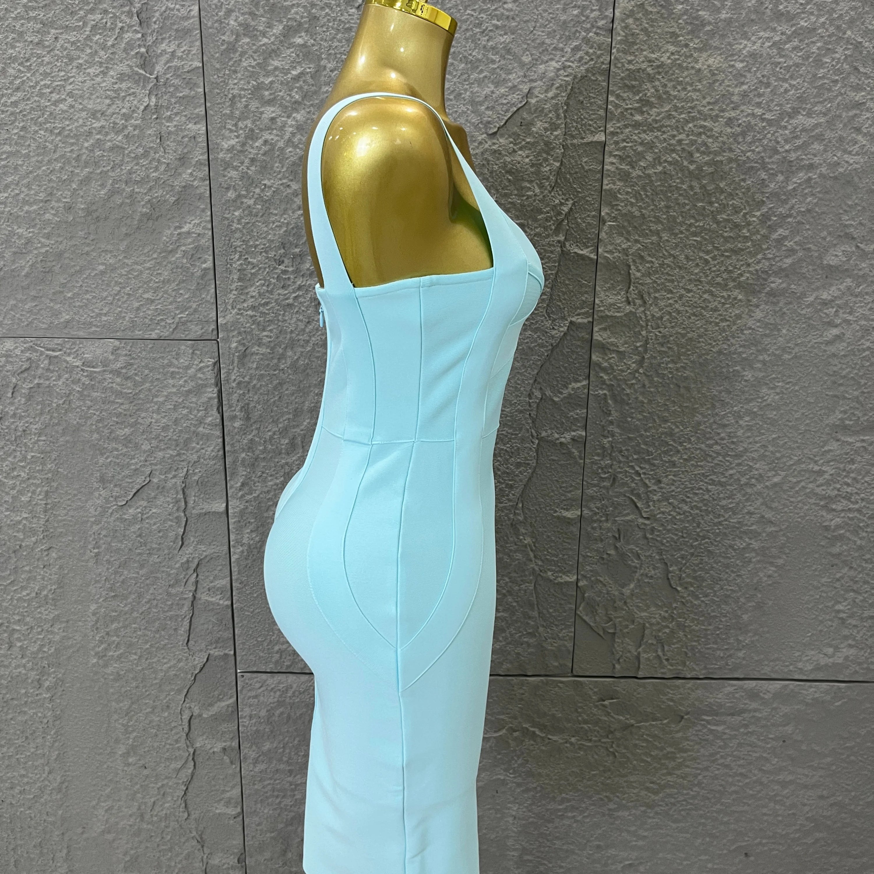 Elegant Sweetheart Neck Bandage Dress Crisscross Bust Slim Fit Midi Evening Banquet Formal Dinner Wedding Guest Cocktail Outfit