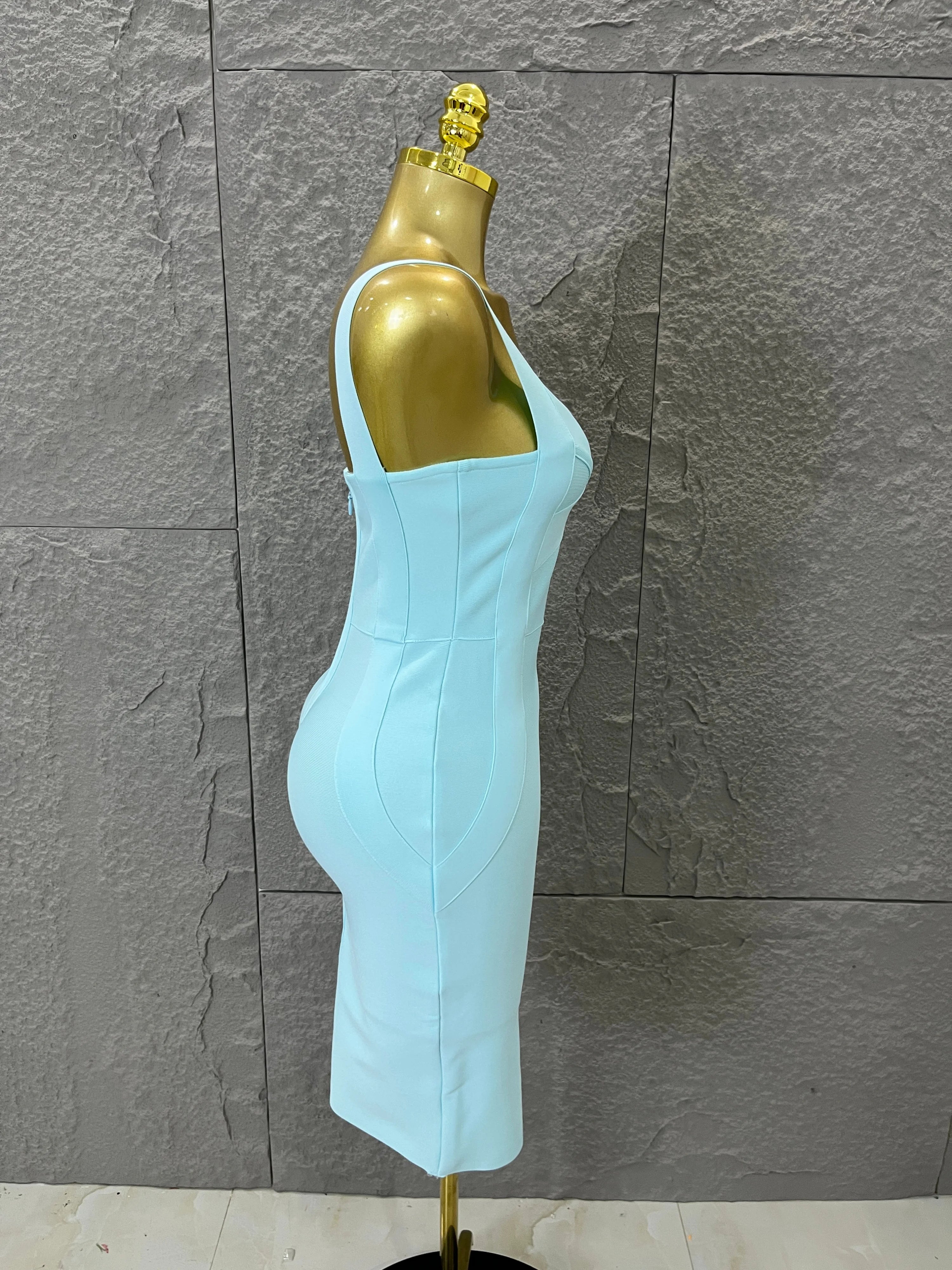 Elegant Sweetheart Neck Bandage Dress Crisscross Bust Slim Fit Midi Evening Banquet Formal Dinner Wedding Guest Cocktail Outfit