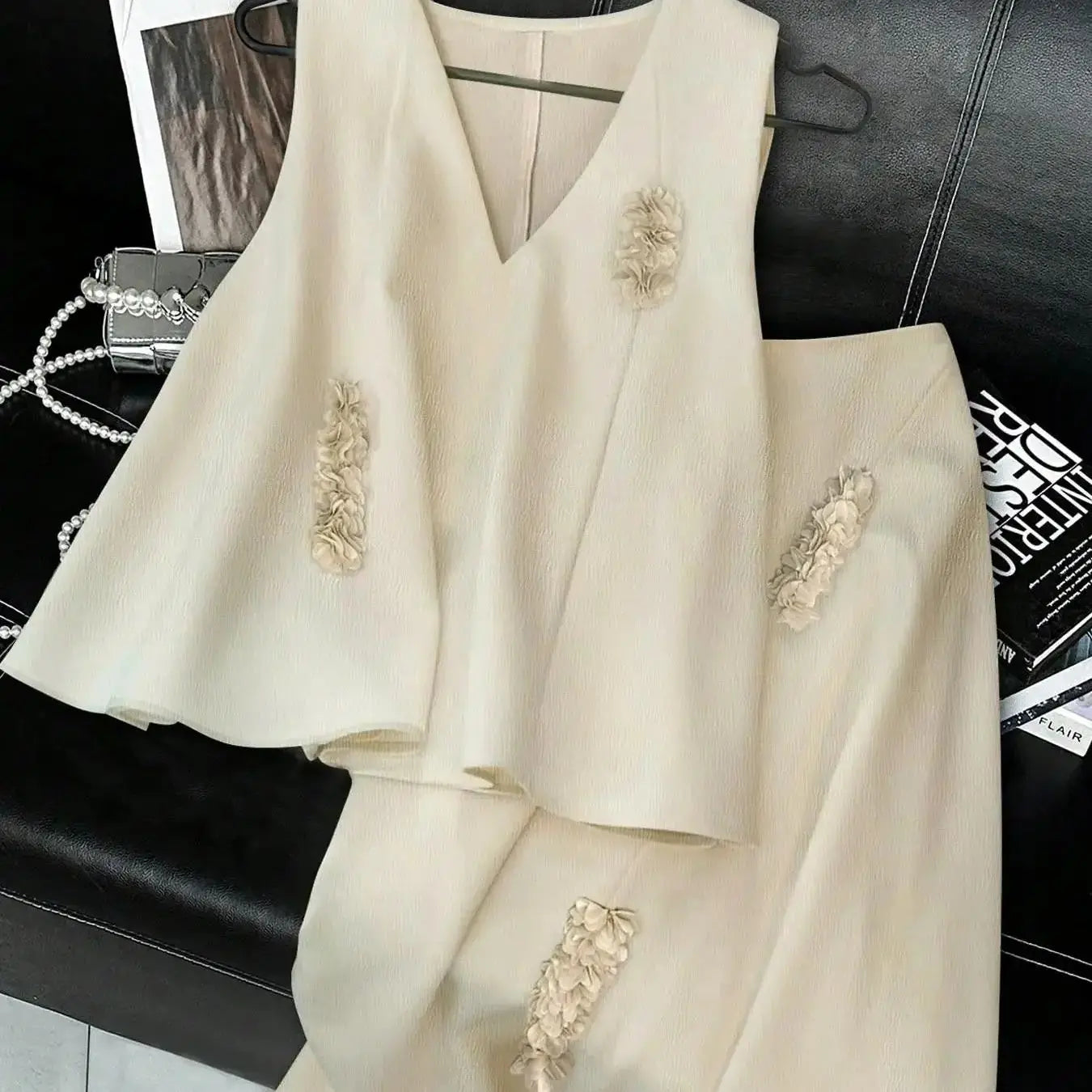 Plus size women's suit and western dress elegant skirt suit summer casual versatile heiress style v-neck 225152