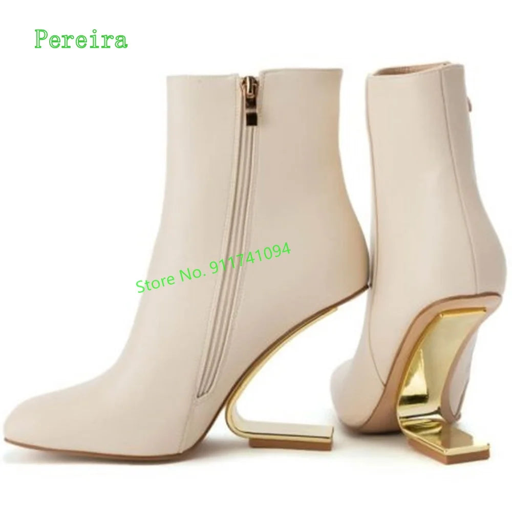 2024 White Ankle Boots Women's New Arrival Matte Leather Pointed Toe Hidden Heel Side Zipper Fashion Ladies Short Boots Autumn