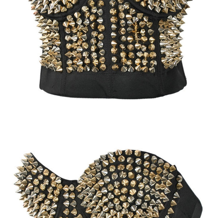 Sexy Bra Women Fashion Spike Stud Rivet Bra Gold Silver Lingerie Punk Party Wear Clubwear push up Bra for women
