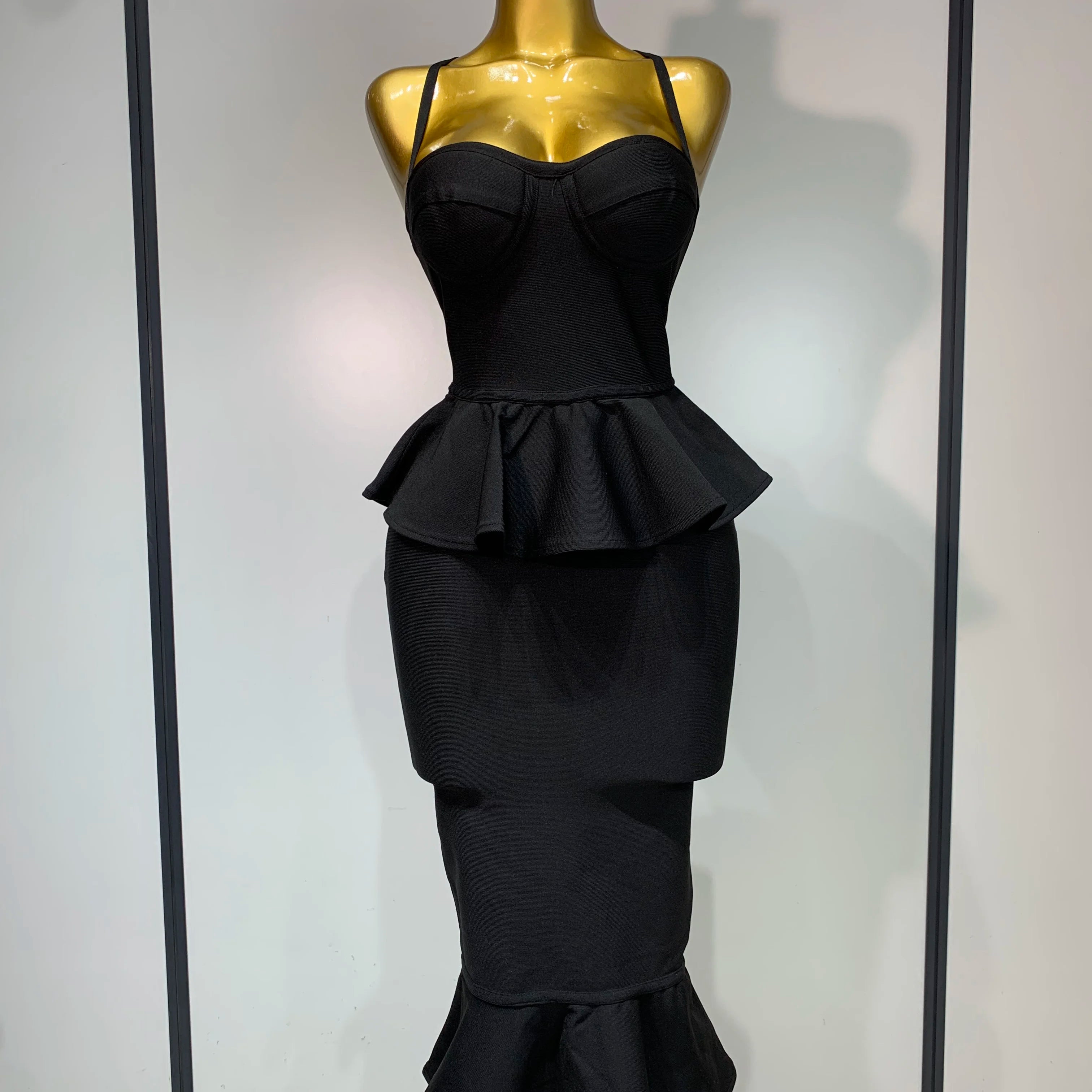 Women Sexy Backless Tierred Bodycon Bandage Dress 2025 Celebrity Elegant Evening Party Club Wedding Dress Birthday Vestido black