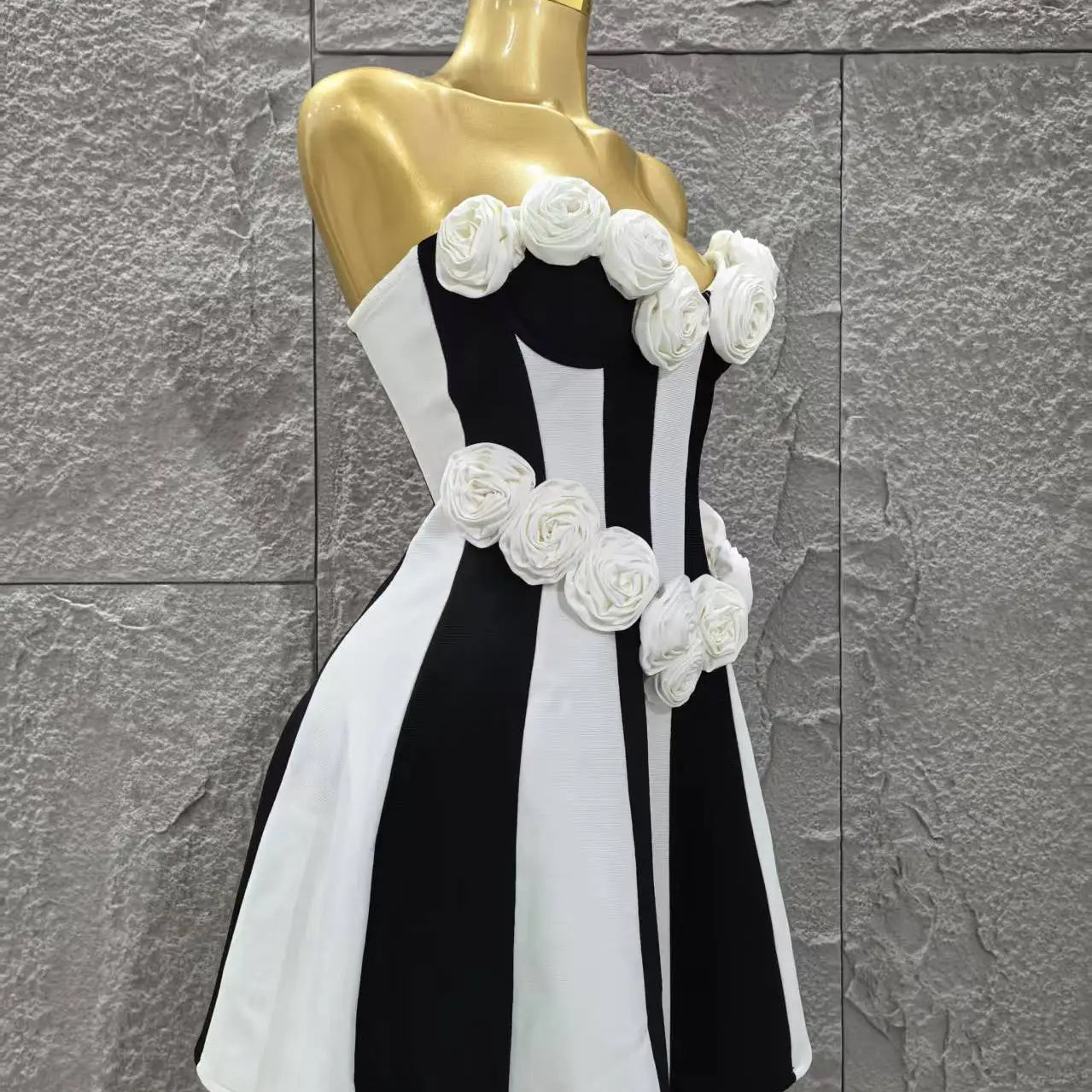 Women Sexy Strapless Florals Bandage A-Line Mini Dress Celebrate Birthday Party Girls' Date Vacation Dress