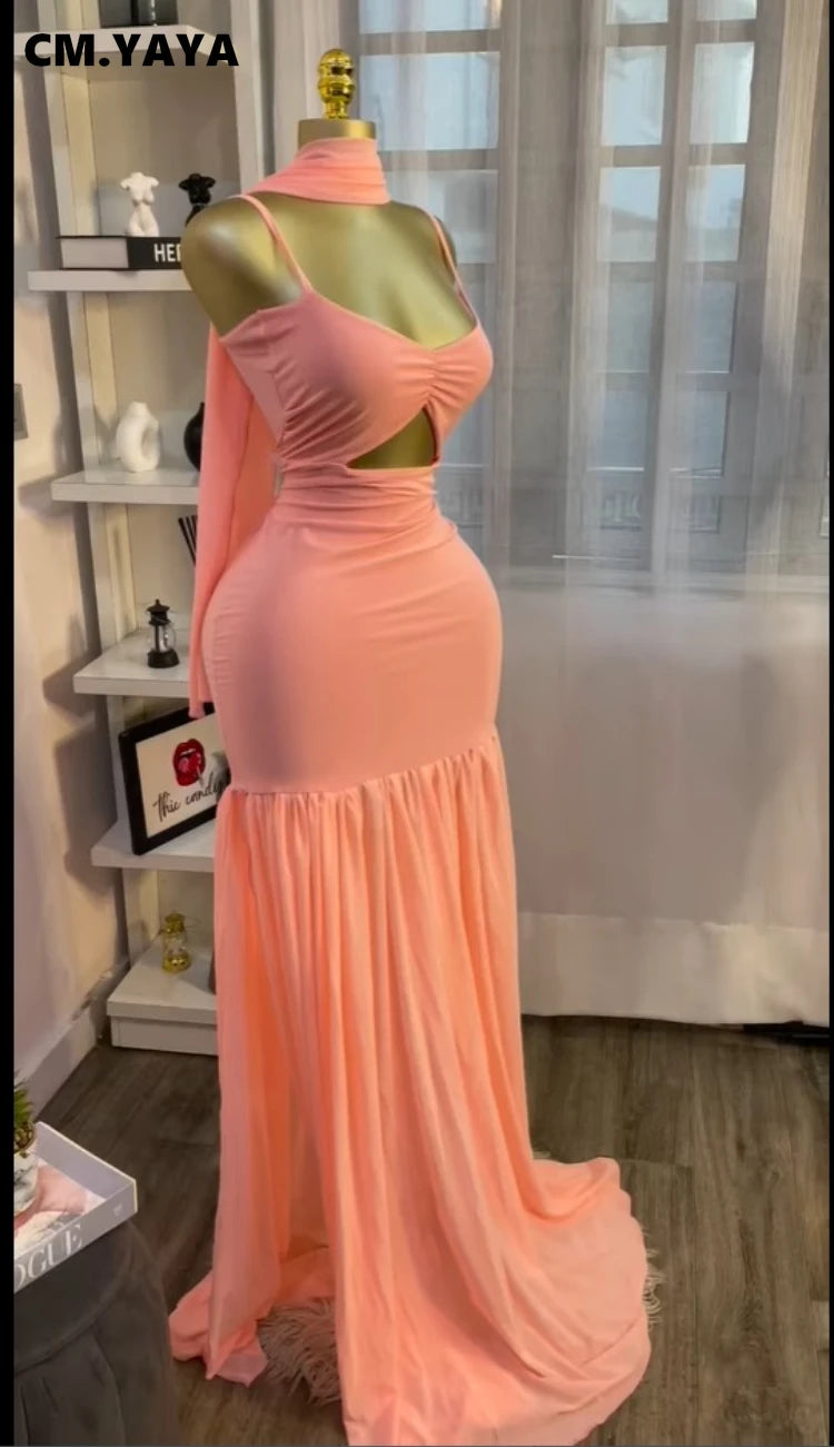 Women Sleeveless Strap Ruched V-neck Pleated Side Split A-line Midi Maxi Long Dress 2025 Birthday Sexy Party Dresses