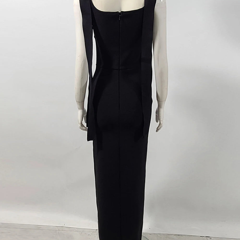 Ladies Sparkling Luxury Diamond Spaghetti Strap Backless Design Sleeveless Sexy Maxi Bandage Dress Celebrity Evening Party Gowns