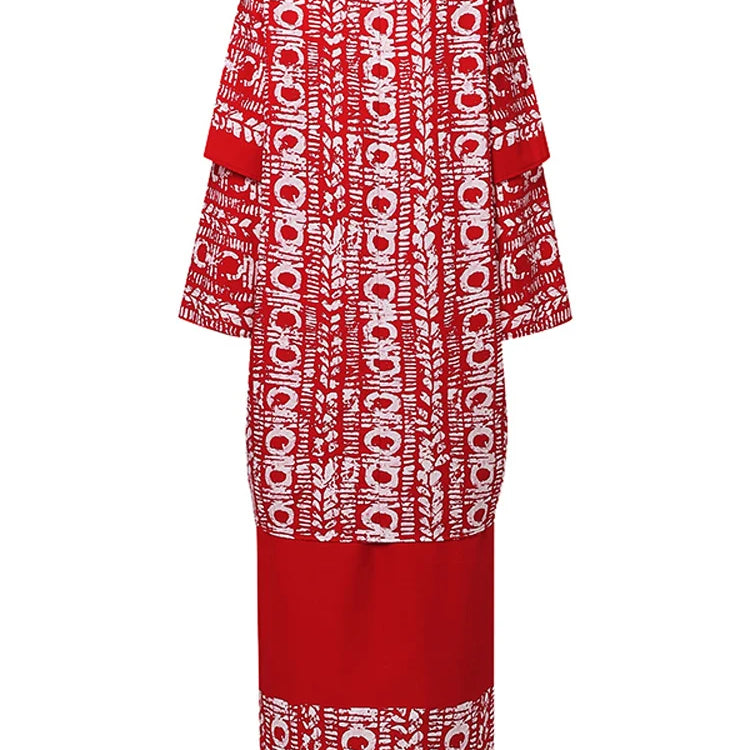 Plus Size 5XL VONDA Women Sets 2024 Bohemian Printed Outfits Elegant Long Sleeve Top+Half Skirt Two-Piece Sets Casual Loose Suit