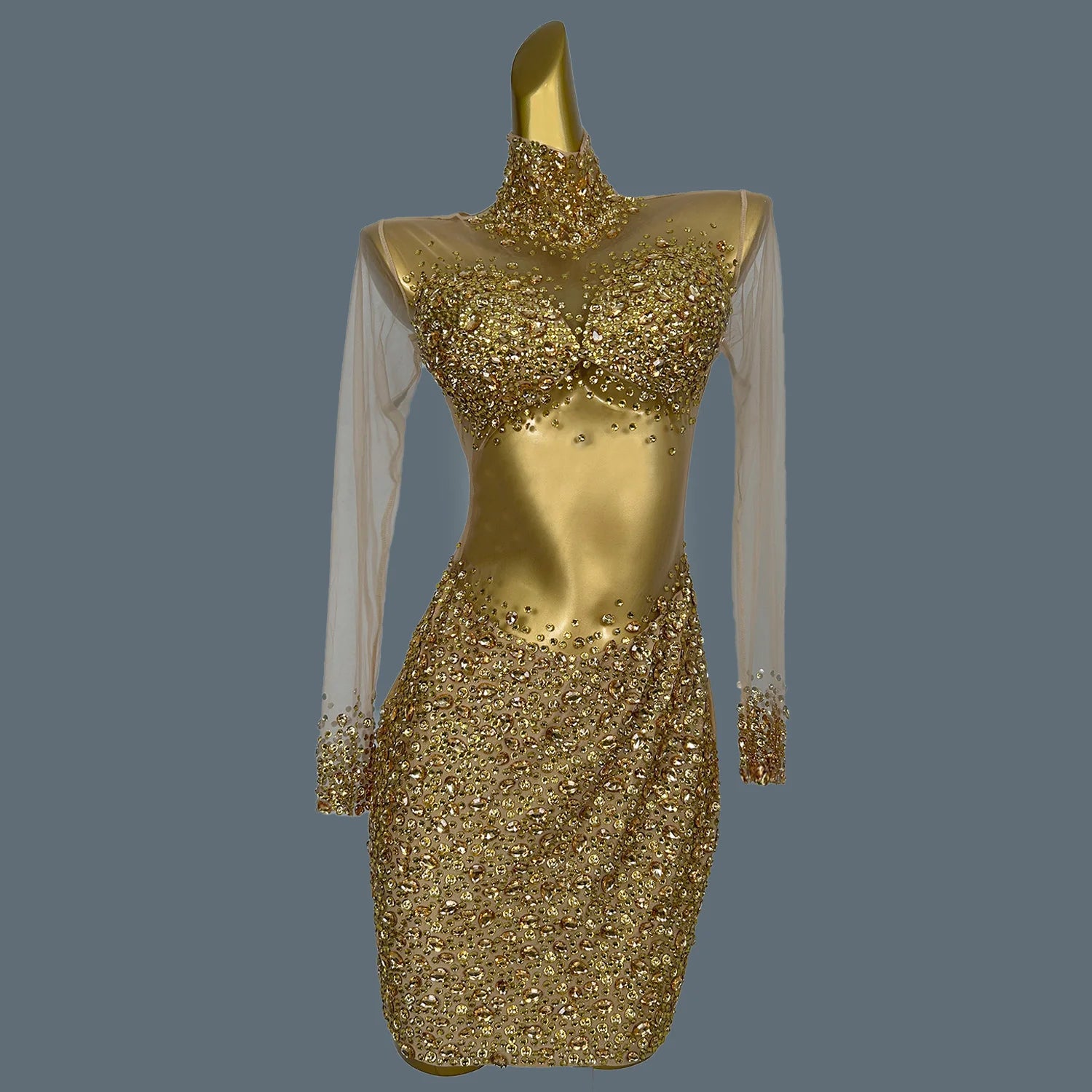 Luxury Red Diamante Short Cocktail Dress Sparkling Crystal Beaded Sexy Mini Dress Vestidos Para Eventos Especial Wangshazuan Gold