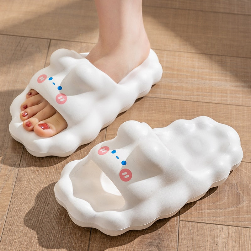 Womens Home Slippers EVA Indoor Floor Soft Solid Couple Men Slipper Summer Cartoon Unisex Bedroom Shoes Ladies Cloud Flip Flops white