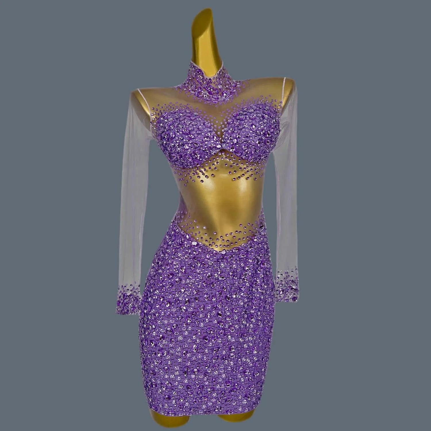 Luxury Red Diamante Short Cocktail Dress Sparkling Crystal Beaded Sexy Mini Dress Vestidos Para Eventos Especial Wangshazuan PURPLE