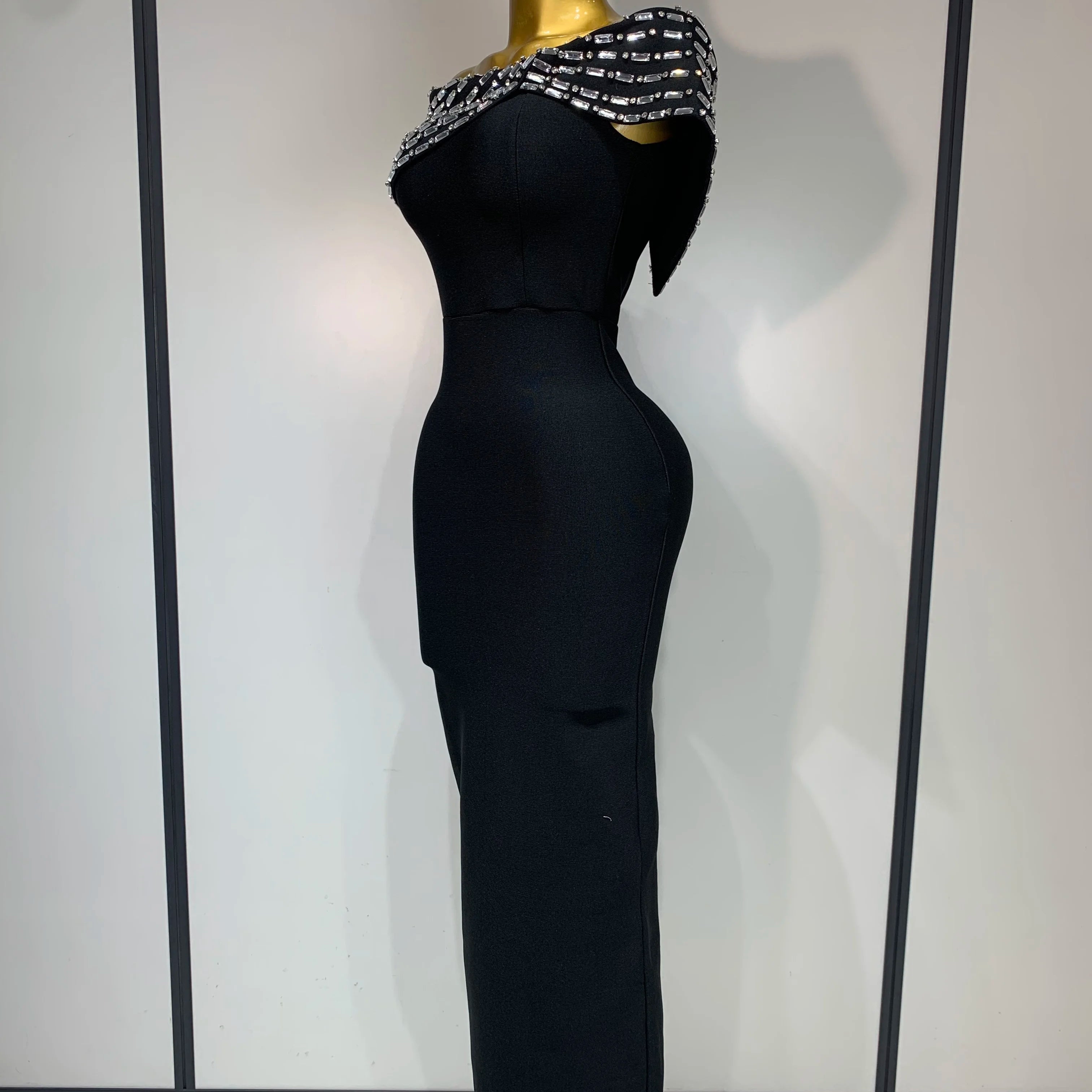Fashion Sexy Strapless 2025 Black Off-shoulder Bodycon Bandade Dress Celebrity Cocktail Party Luxury Birthday Wedding Dresses