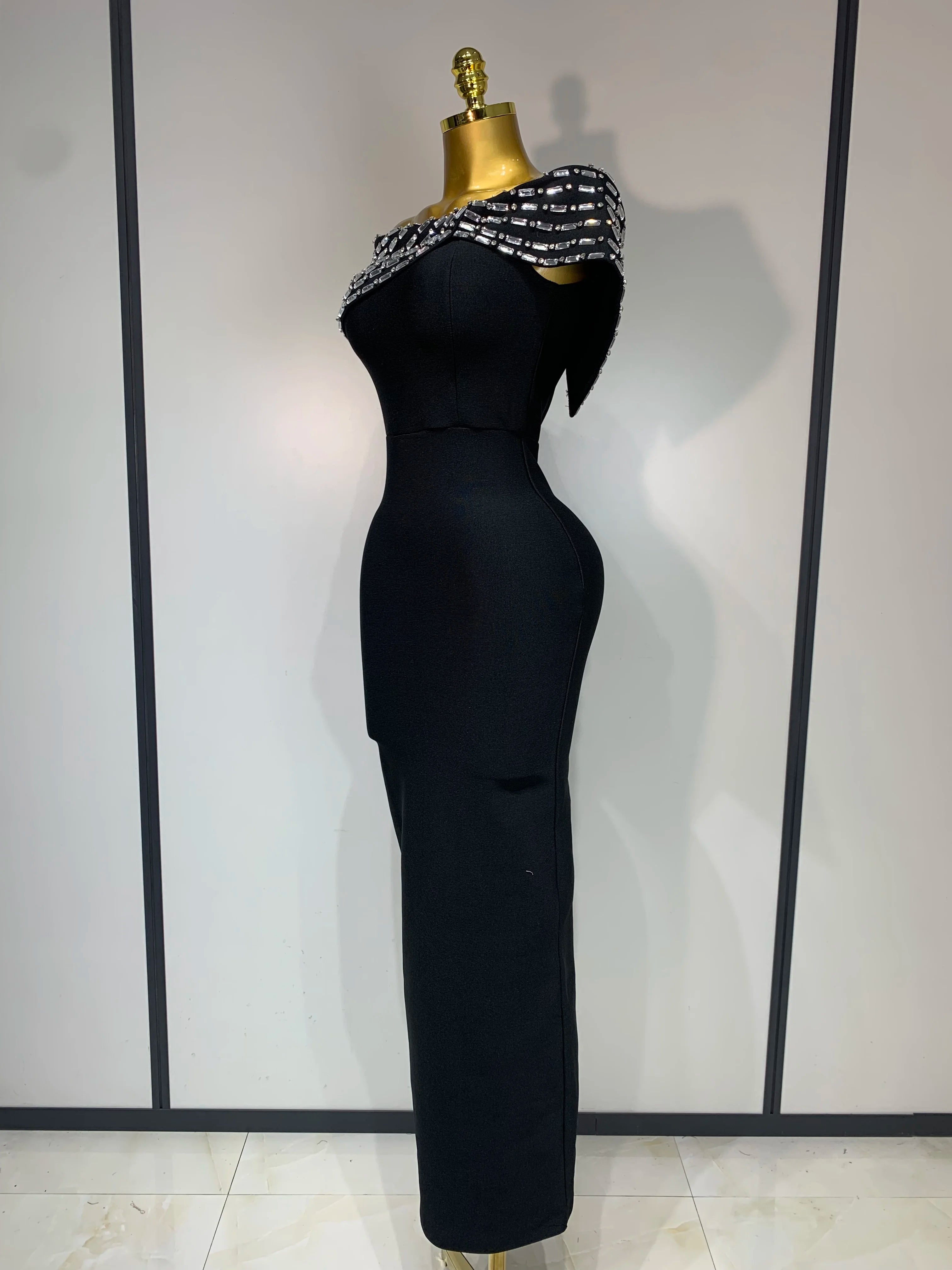 Fashion Sexy Strapless 2025 Black Off-shoulder Bodycon Bandade Dress Celebrity Cocktail Party Luxury Birthday Wedding Dresses