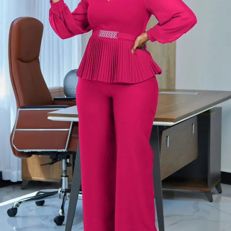 Plus Size Summer 2 Two Piece Set Women Mesh Long Sleeve See Through Fashion Ladies Blouses Loose High Waist Woman Wide Leg Pant