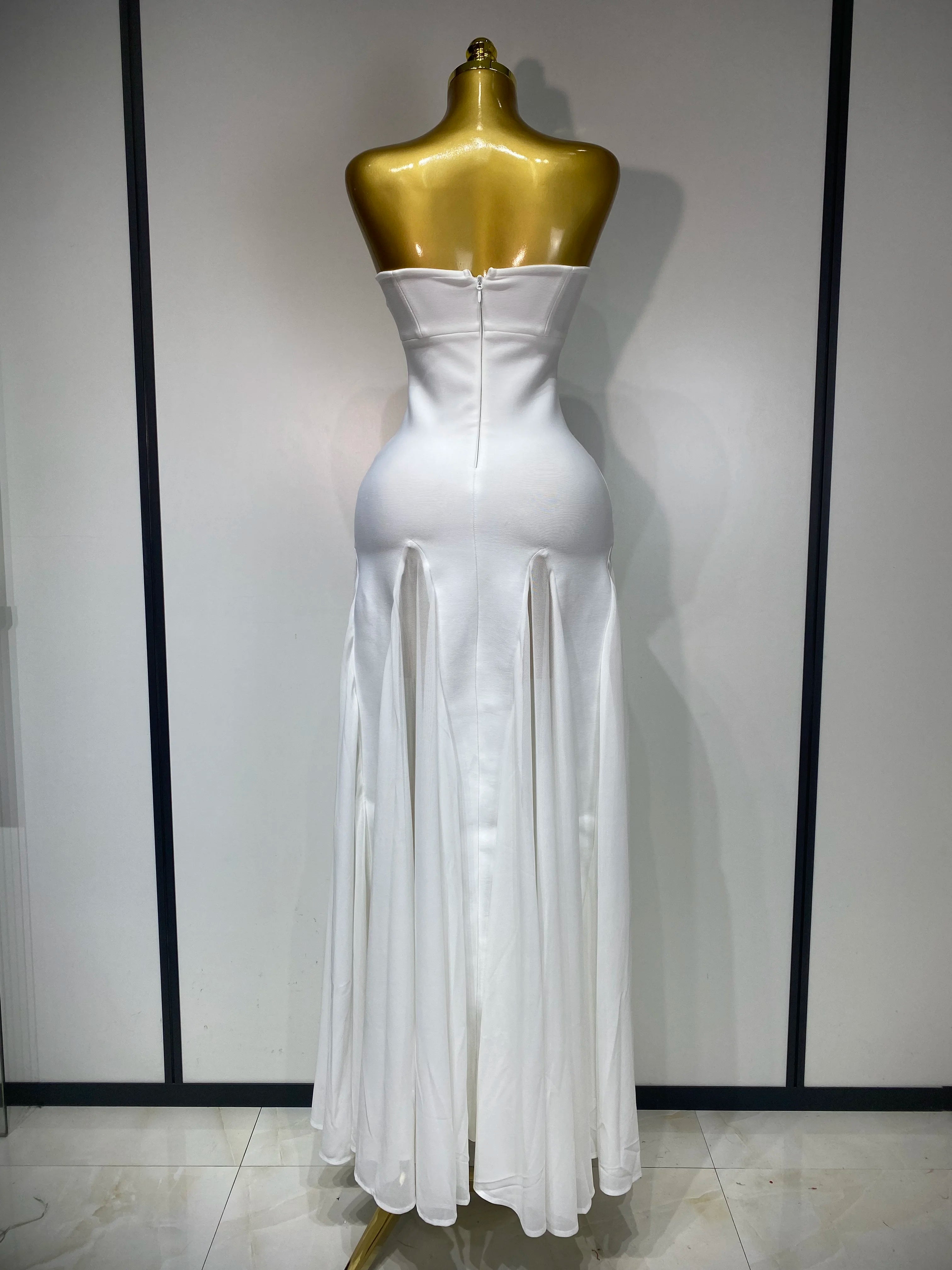 Women Sexy Backless Bodycon Bandage Dress Sleeveless Maxi Long Elegant Dresses 2025 Luxury Birthday Dress Club Party Outfit