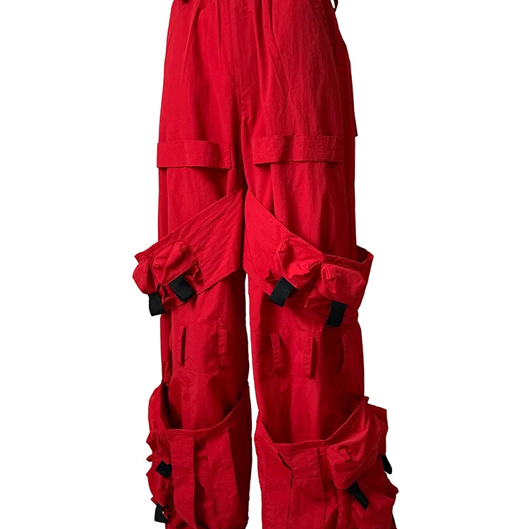 Lautaro Autumn Long Red Waterproof Nylon Cargo Techwear Pants Cyberpunk for Men Many Pockets Luxury Designer Emo Clothes 2025