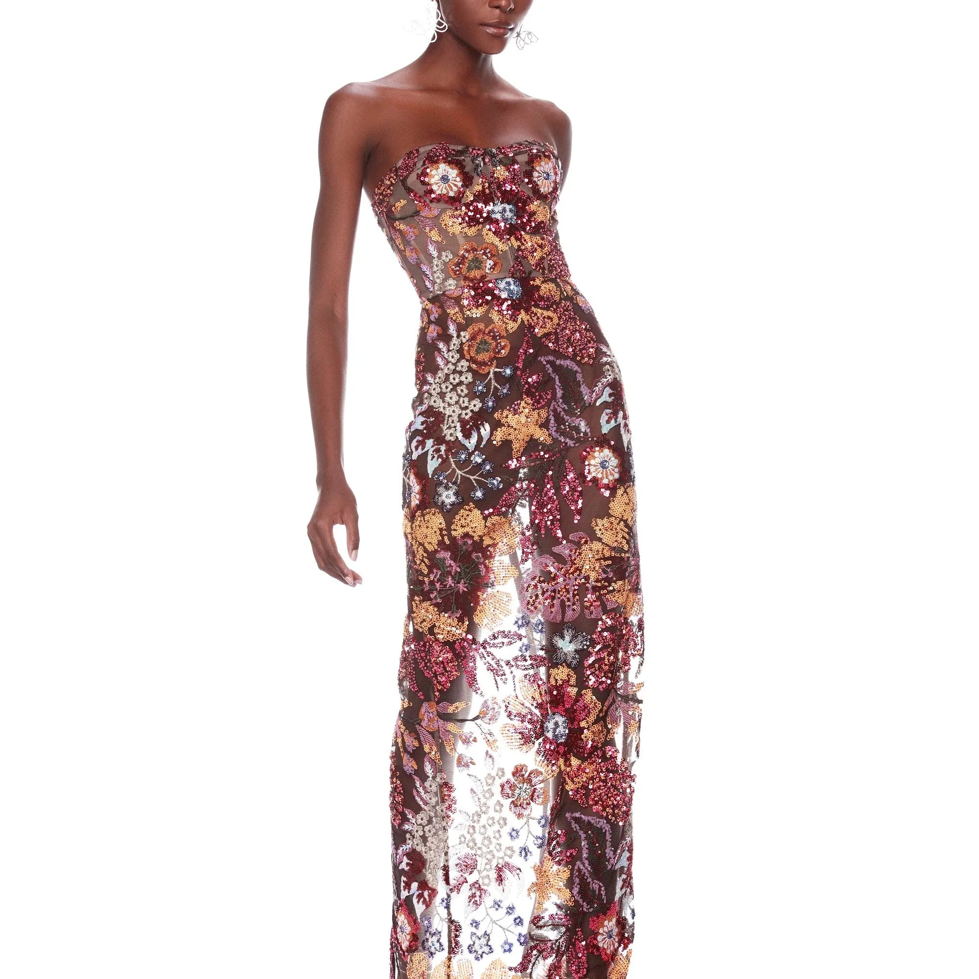 Women Sexy Off the Shoulder Embroidery Flowers Bodycon Mid-calf Dress Fashion Ruway Birthday Party Celebrate Dress Wholesale