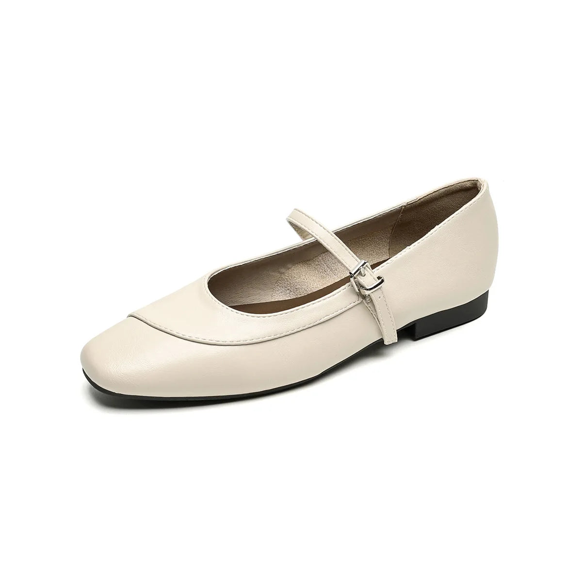 New spring women's shoes Fashionable design Marie-Jane shoes Women's casual high heels and boat shoes Office and party wear Ivory