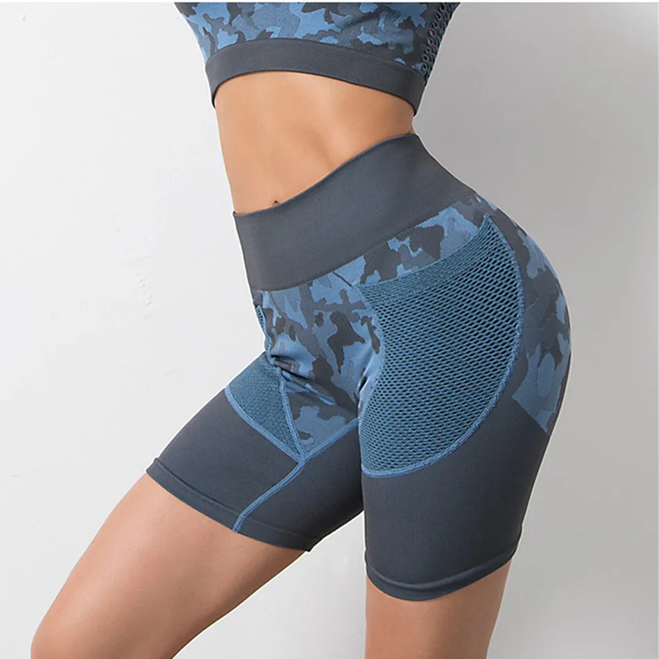 1PCS Camouflage Set Women Yoga Suit Sport Set Gym Workout Clothes Long Sleeve Fitness Crop Top High Waist Seamless Camo Leggings