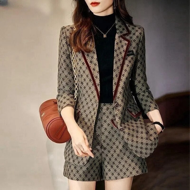 Senior Khaki Spring Ladies Korean Elegant Fashionable Blazer Sets Women Suits Work Wear Office Autumn Casual Pants Jacket