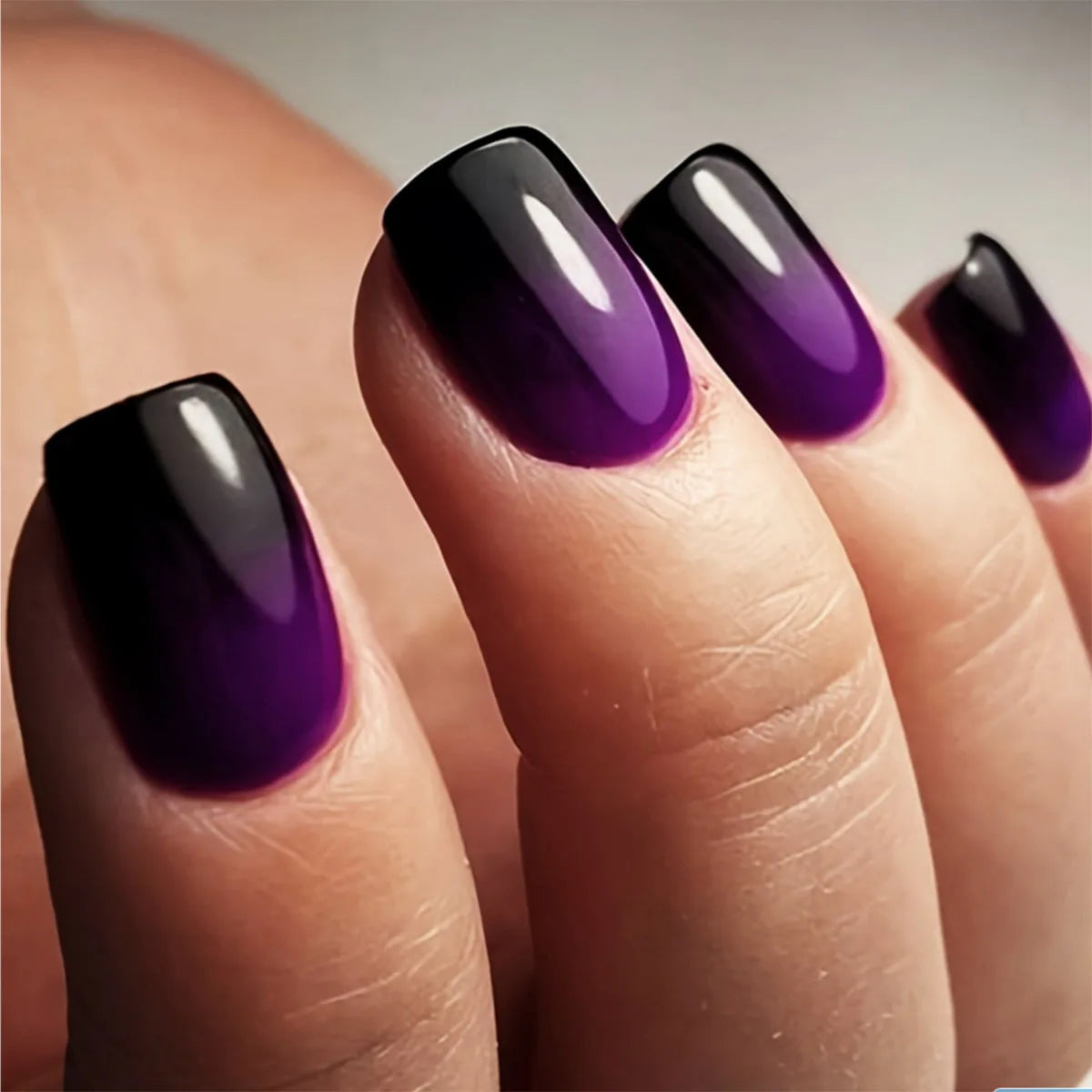 24pcs/set short square ballet fake nails gradient blue purple green pink autumn summer full cover nail tips press on false nail WM224