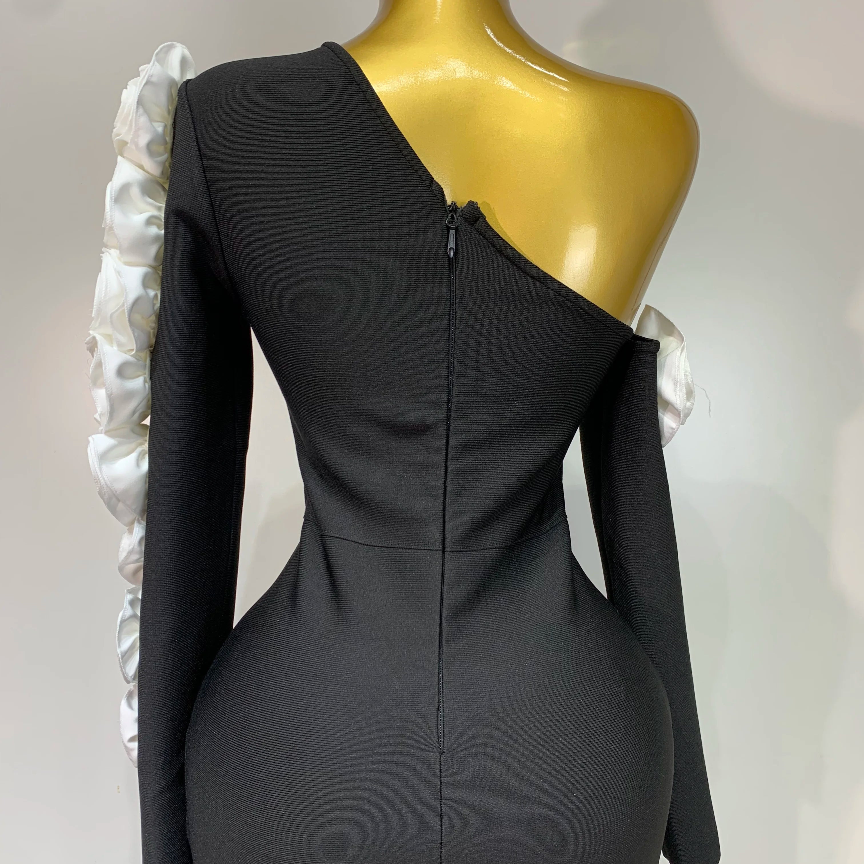 Women Sexy One Shoulder Cut Out Flower Maxi Long Bodycon Bandage Dress Celebrity Elegant Evening Club Birthday Party Dresses