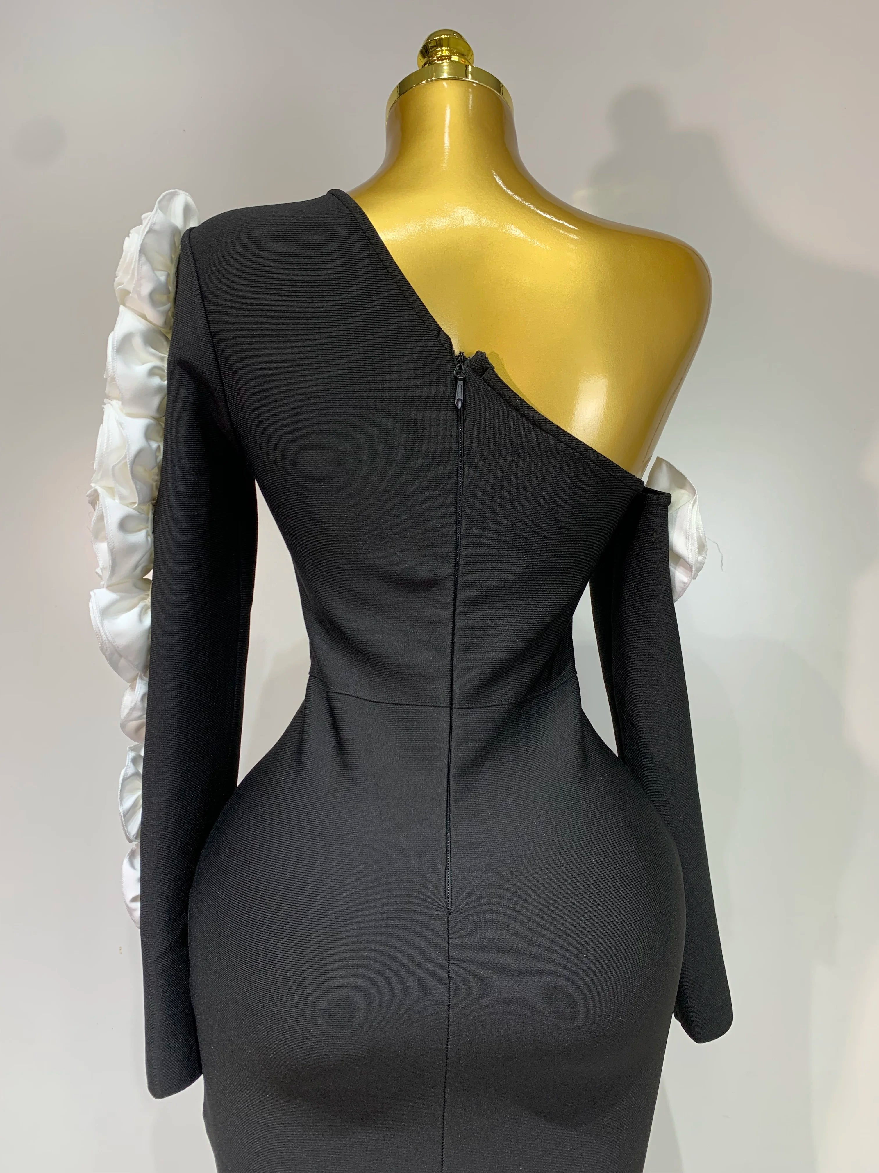 Women Sexy One Shoulder Cut Out Flower Maxi Long Bodycon Bandage Dress Celebrity Elegant Evening Club Birthday Party Dresses