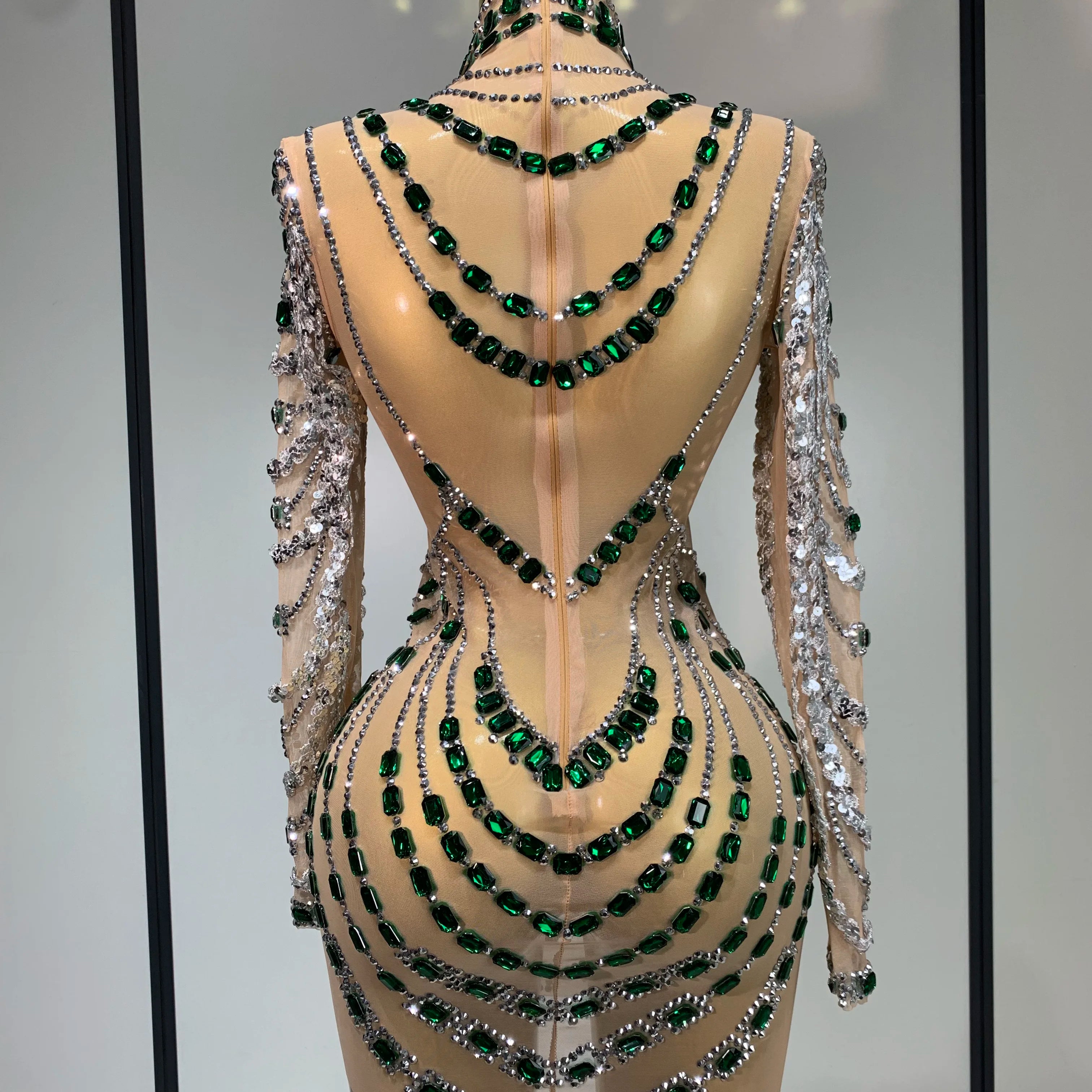 Women Luxury Sexy Turtleneck Sequins Diamonds Bodycon Mini Dress Evening Party Costume Bar Nightclub Stage Performance Clothing