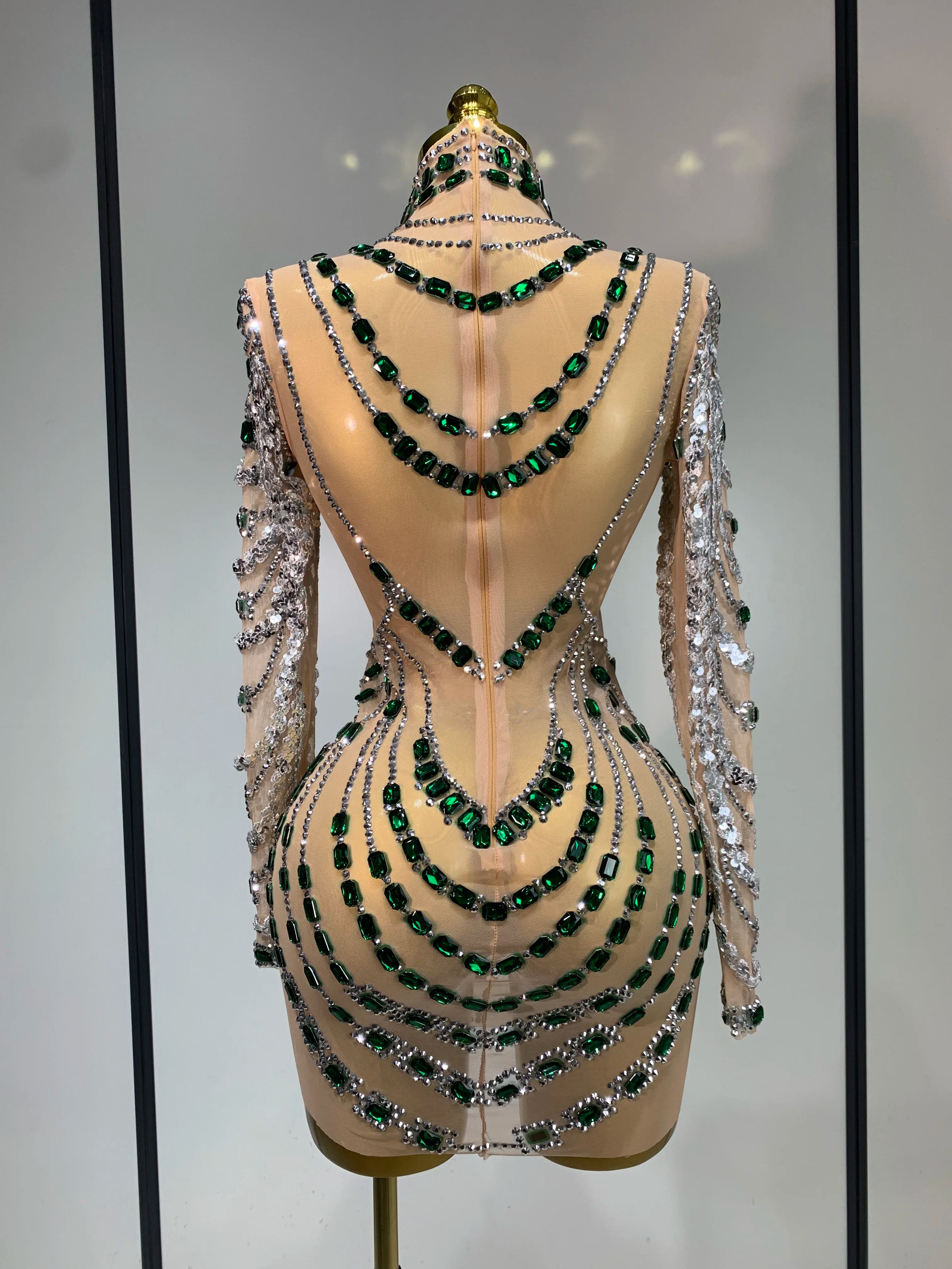 Women Luxury Sexy Turtleneck Sequins Diamonds Bodycon Mini Dress Evening Party Costume Bar Nightclub Stage Performance Clothing
