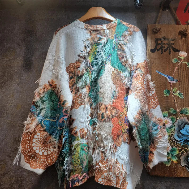 DEAT 20255 Autumn Winter New Fashion Elegant Casual Versatile Knitted Sweater For Women Loose Contrast Color Pullover 11A07721