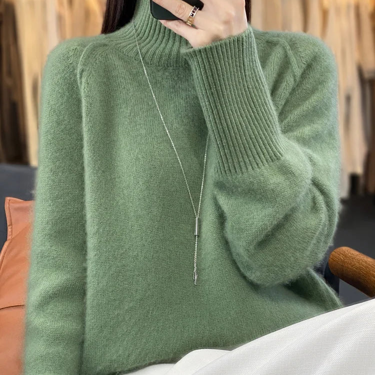 Women Turtleneck Sweater Autumn Winter Basic Pullover 100% Merino Wool Long Sleeves Cashmere Knitted Jumper Female Clothing Tops