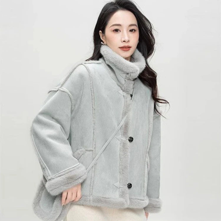 2025 Winter Fashion New Women's Simulated Fur Coat Thickened Imitation Fur Integrated Stand Collar Thickened Warm Coat