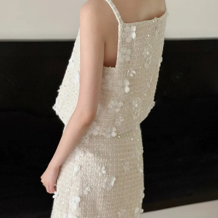 Patchwork Floral Two Piece Sets For Women Round Neck Sleeveless Vest High Waist Mini Skirt Casual Set Female 2023