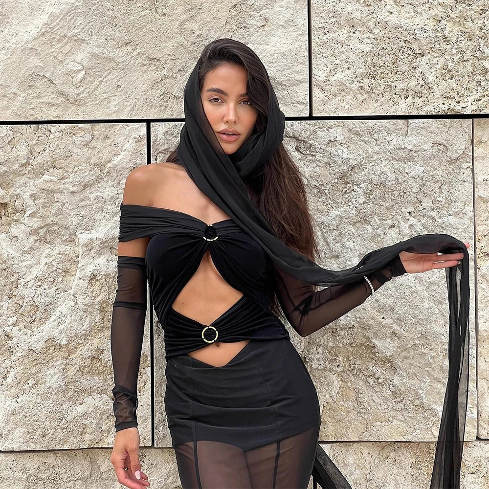New Fashion Black Color Women Strapless Sexy Mesh Wid Leg Pants Long Jumpsuit Elegant Evening Party Celebrate Photo Shoot Wear black