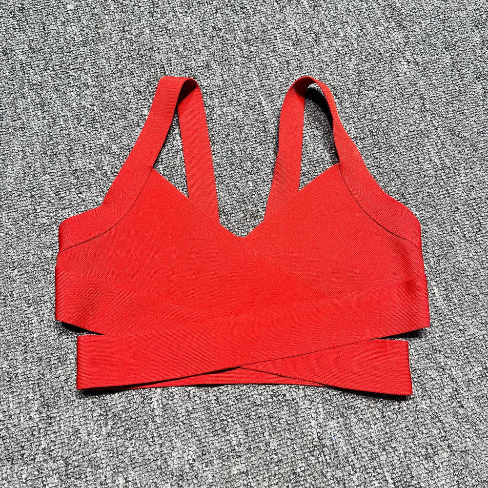 2024 Casual Women'S Ultra Short Bandage Vest Spaghetti Strap Sleeveless Hollow Out Solid Color Backless Top Women'S Sports Vest Red