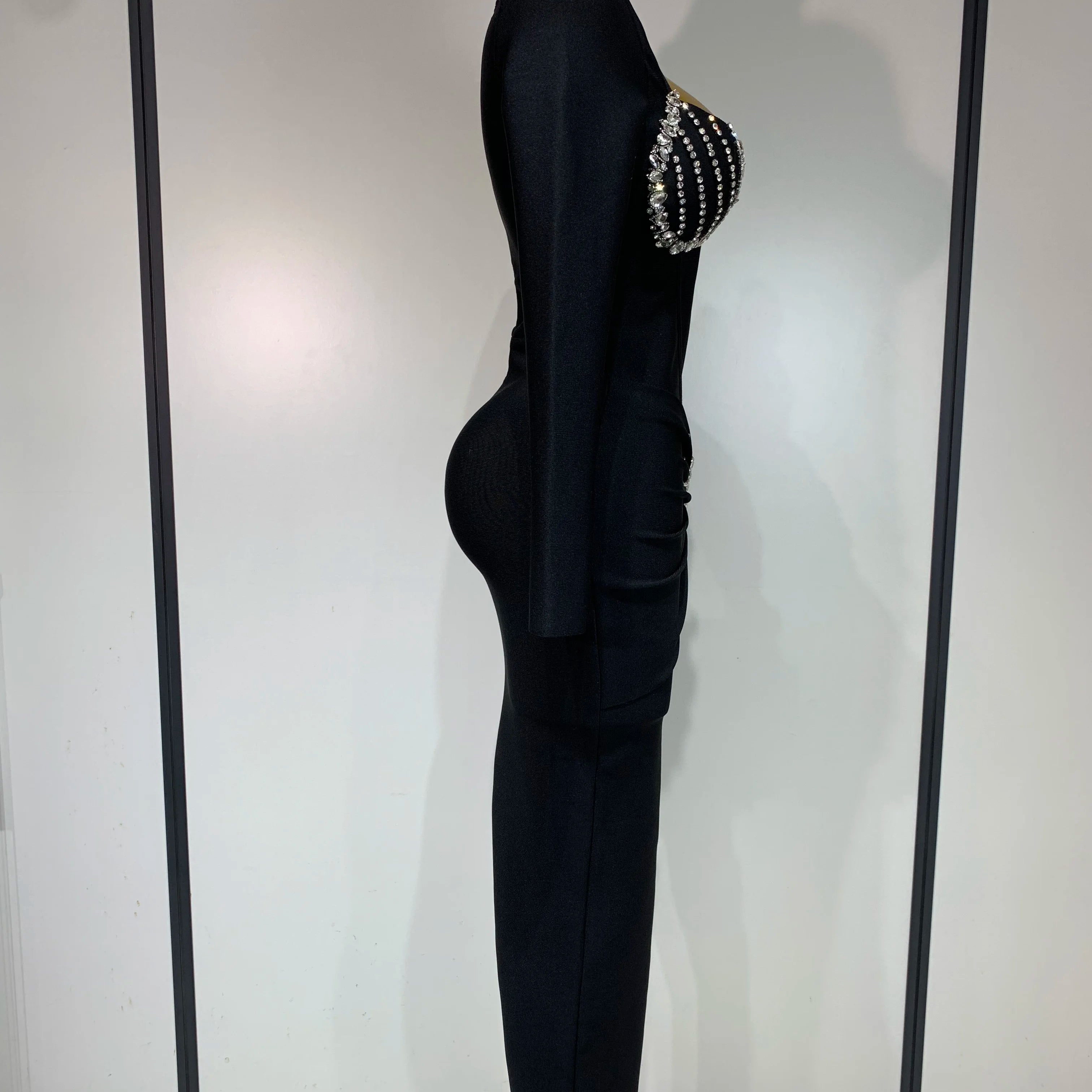 Women Sexy Luxury Sparkly Beading Bandage Dress 2025 Long Sleeve Bodycon Celebrity Party Elegant Evening Club Pary Dresses