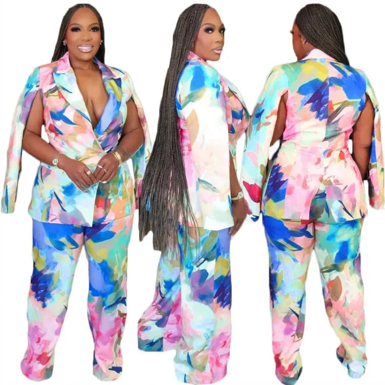 2 Piece Women Sets 2025 Plus Size Autumn Winter Matching Sets Black Two Pieces Sets Top Pants Suits Outfits Clothing