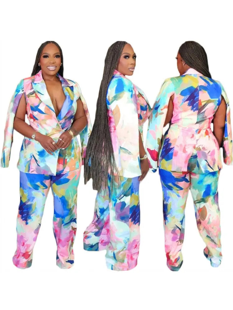 2 Piece Women Sets 2025 Plus Size Autumn Winter Matching Sets Black Two Pieces Sets Top Pants Suits Outfits Clothing