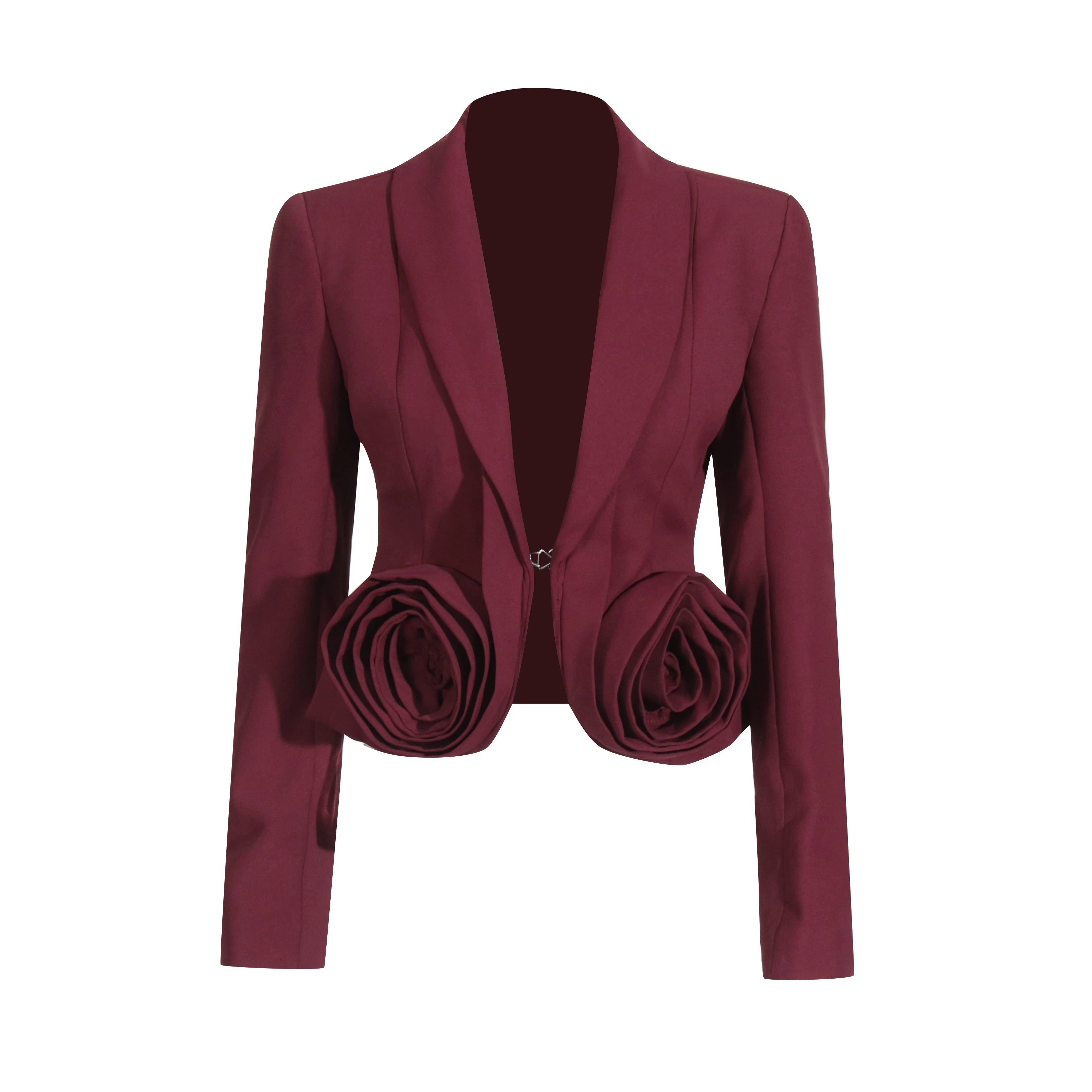 Elegant Two Piece Set For Women Shawl Collar Long Sleeve Spliced Appliques Top High Waist A Line Skirt Slim Sets COAT