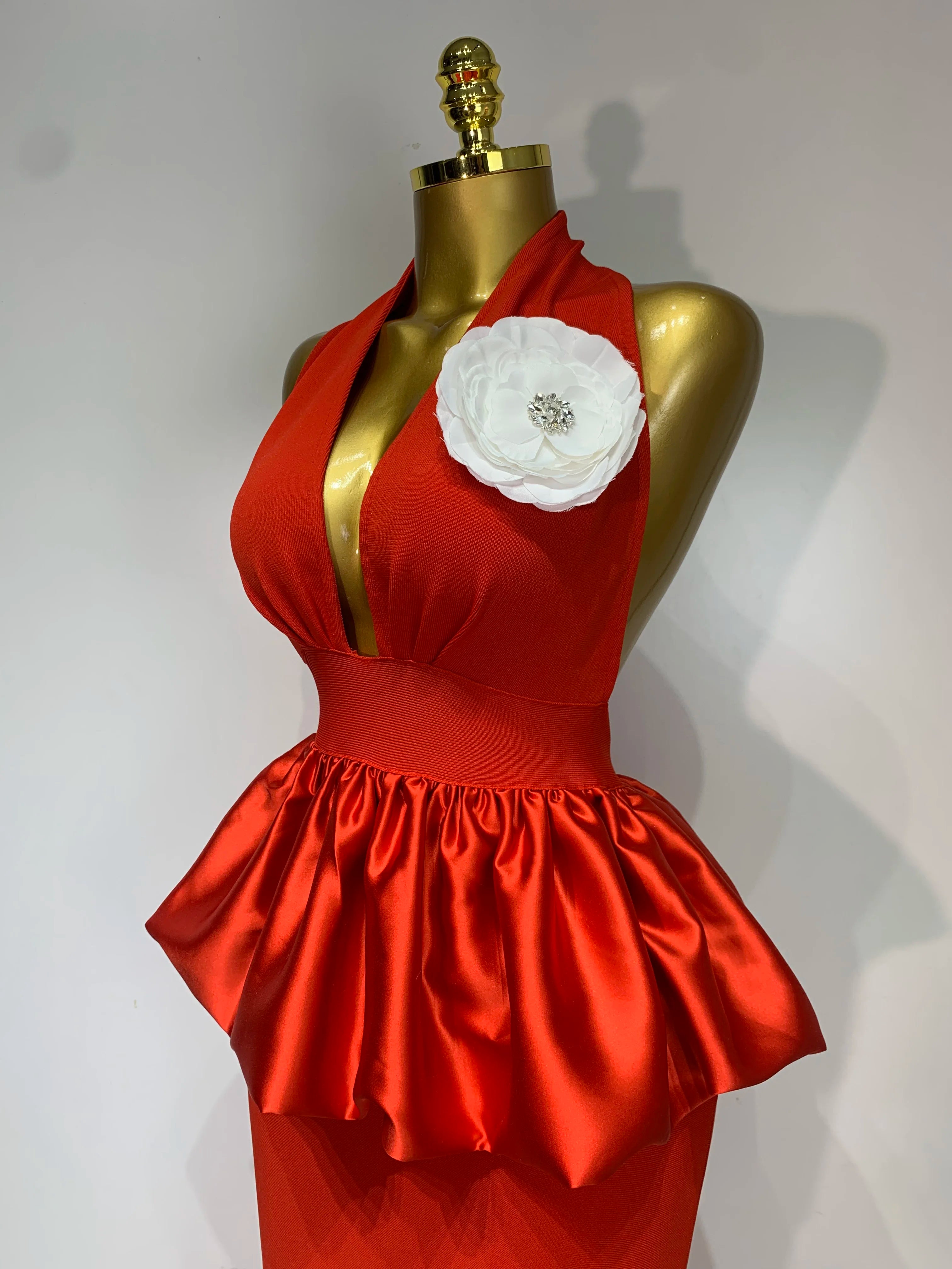 Women Sexy Backless Red Flower Maxi Long Bodycon Bandage Dress 2025 Celebrity Elegant Evening Party Nightclub Photo Shoot Dress