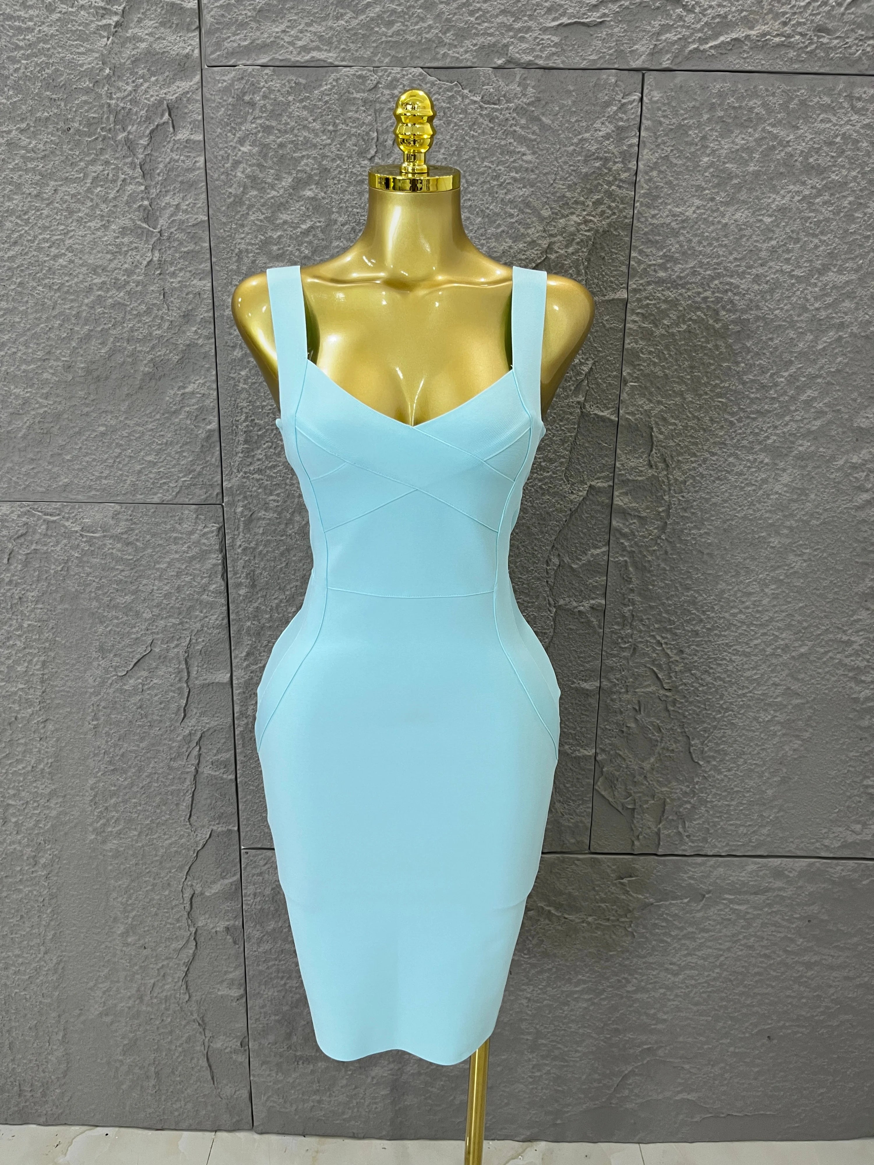 Elegant Sweetheart Neck Bandage Dress Crisscross Bust Slim Fit Midi Evening Banquet Formal Dinner Wedding Guest Cocktail Outfit