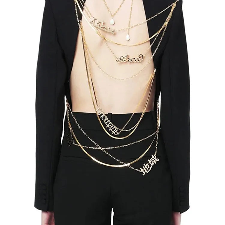 Backless Spliced Button Blazers For Women Notched Collar Long Sleeve Patchwork Chain Chic Blazer Female Fashion New