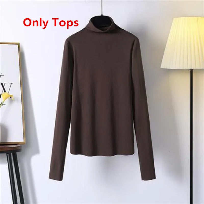 Women's Autumn Winter Lamb Coats Plaid Skirts Bottoming Tops 1 or 3 Piece Set Korean Lady Graceful Outfits Preppy Style Suits Only Tops