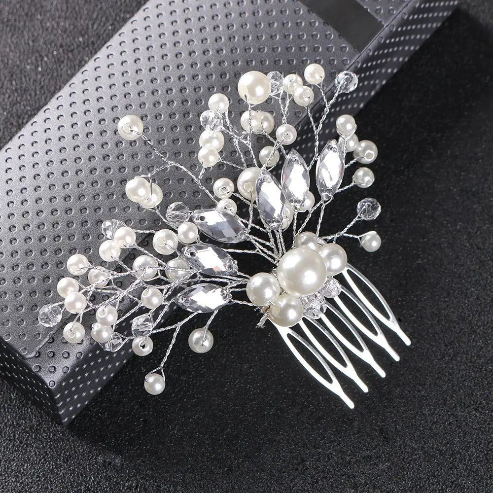 Pearl Women Hair Combs Wedding Hair Accessories Hair Pin Rhinestone Tiara Bridal Clips Crystal Crown Bride Hair Jewelry