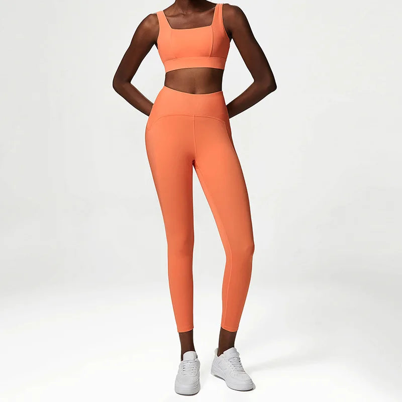 Plus Size Tracksuits Women's Yoga Set Sports Gym Jackets + Bra + Leggings Clothes for Women Sport Outfit Fitness Suit Orange Bra Pants