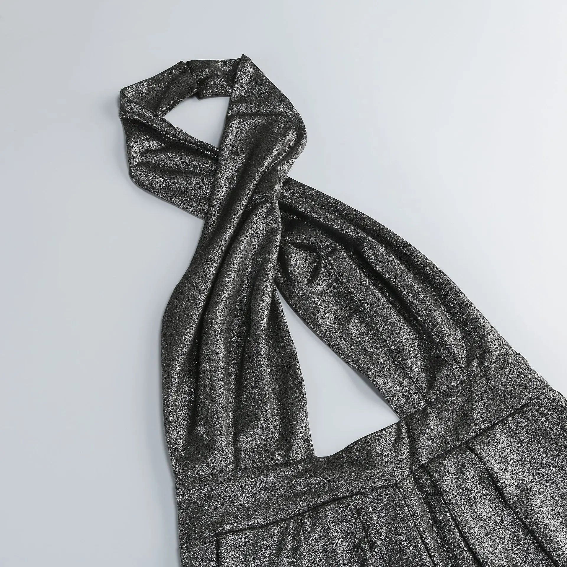 Silver Color Women Sexy Halter Backless Keyholes Slim Jumpsuit Celebrate Nightclub Party Birthday Vacation Fashion Wear