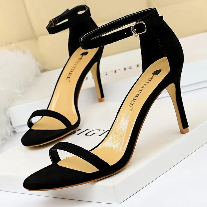 Shoes Summer Women Sandals Suede Hollow High Heels Stiletto Fashion Sandles Women Heels Ladies Shoes Women's Sandals