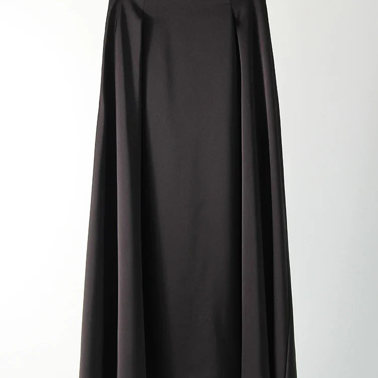 MiuKoMiYa Black A Line Long Skirts For Women Satin Summer Solid Silk Maxi Skirts Ladies Office Elegant Women Beige Skirt 2024 Black One Size