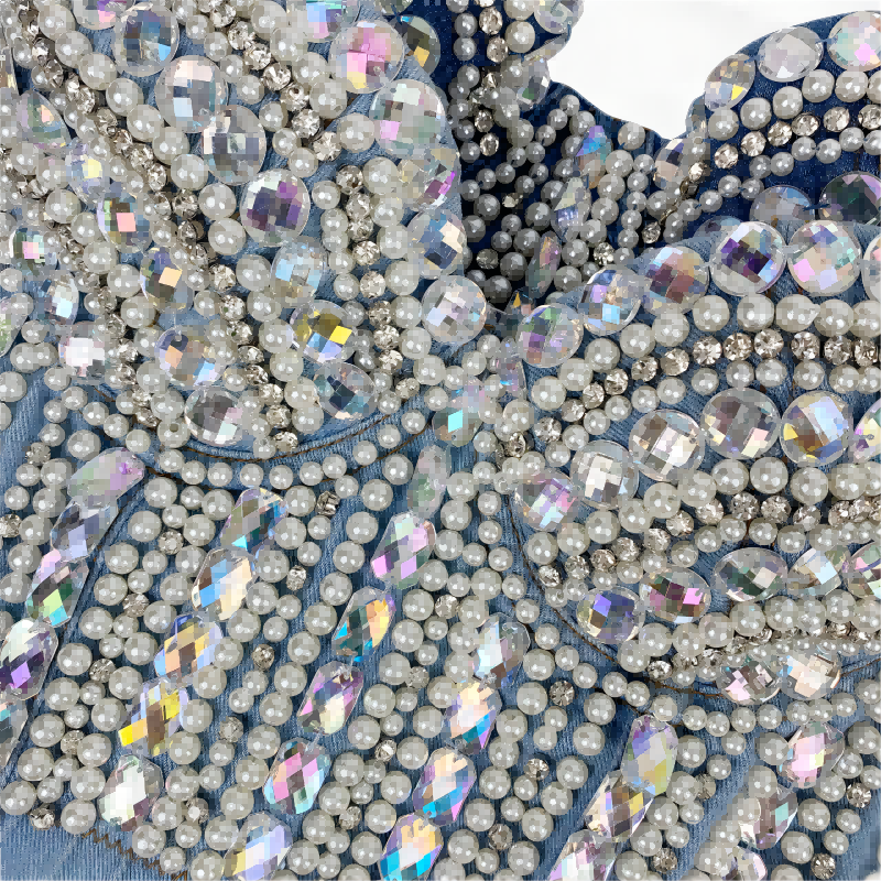 SXTHAENOO 2024 Women&#39;s Heavy Industry nailed beaded Diamond-Studded Sexy Crop Top Fashion Denim Sling Top Vset топ женский